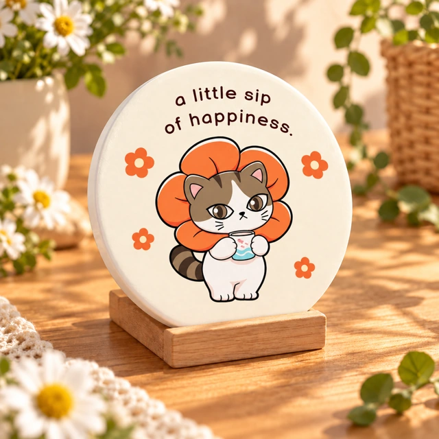 Happy Little Sip of Happiness Ceramic Coaster