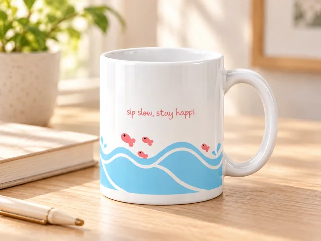 Happi Friends Fish & Waves Ceramic Mug