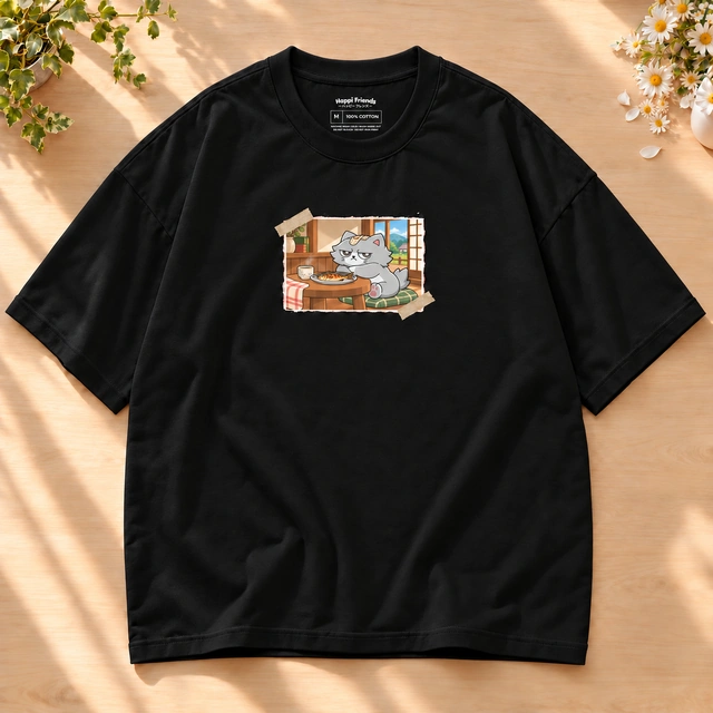 Grumpurr Cozy Room Oversized T-Shirt — Black