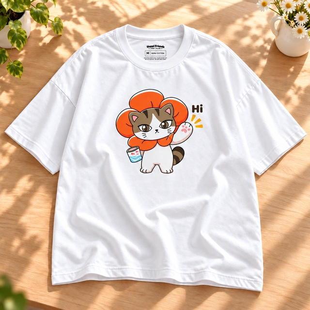 Happy Say Hi Oversized T-Shirt — White